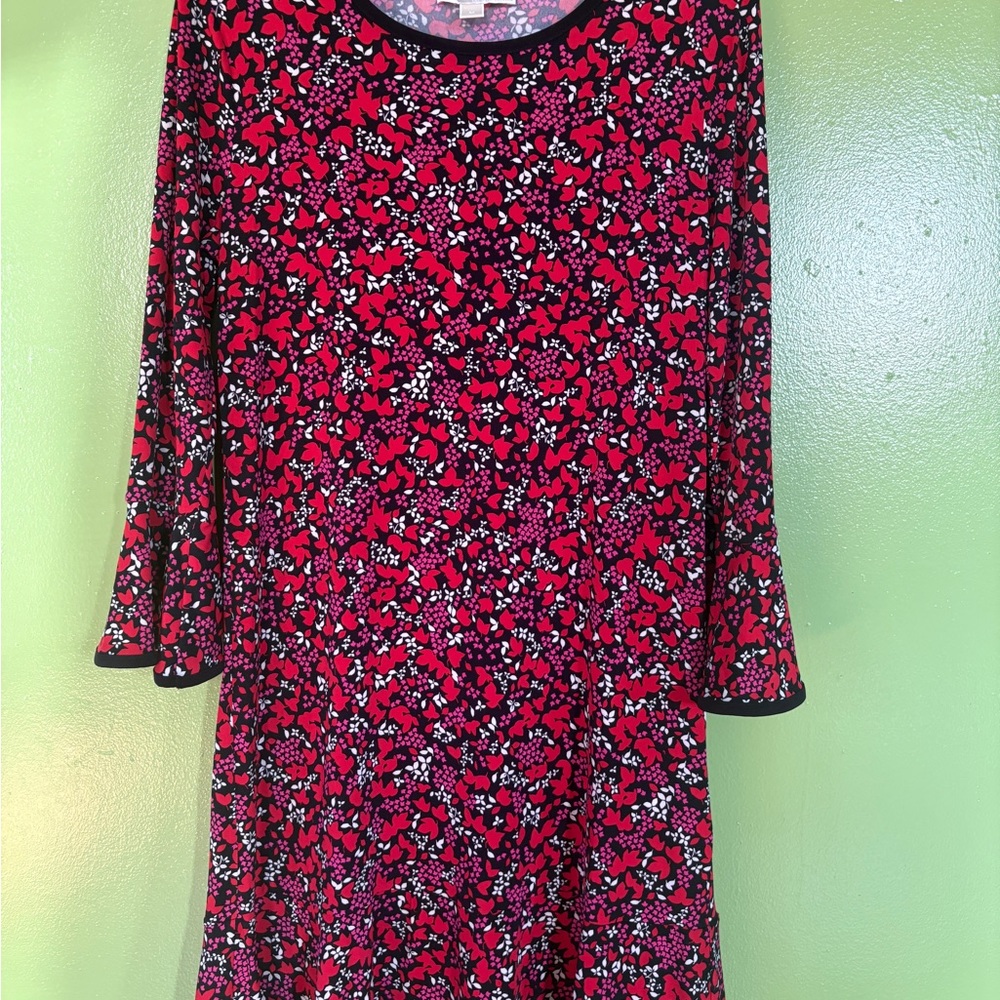 Michael Kors Red and Black Floral Dress